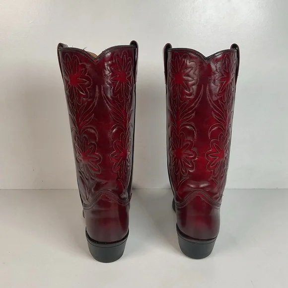 Vintage Texas Cranberry Floral Cowgirl Boots | USA Made | Patent | Women’s 7 M - Picture 14 of 16